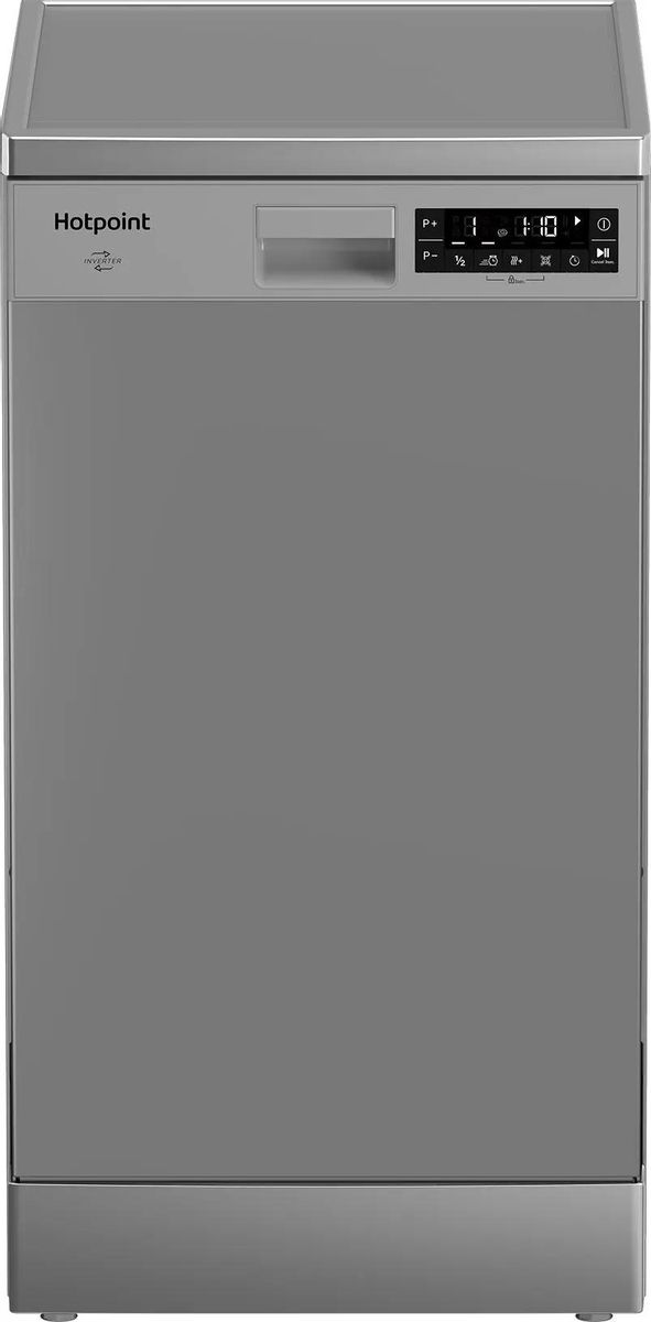 Посудомоечная машина HOTPOINT HFS 2C85 DW X,  узкая, напольная, 44.8см, загрузка 11 комплектов, нержавеющая сталь [869894600040]